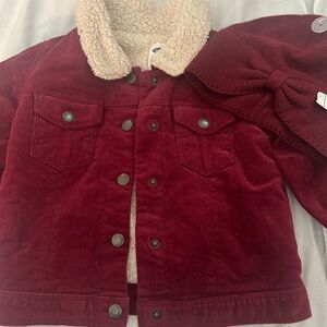 Old Navy Kids Red Jean Jacket with Sherpa Collar